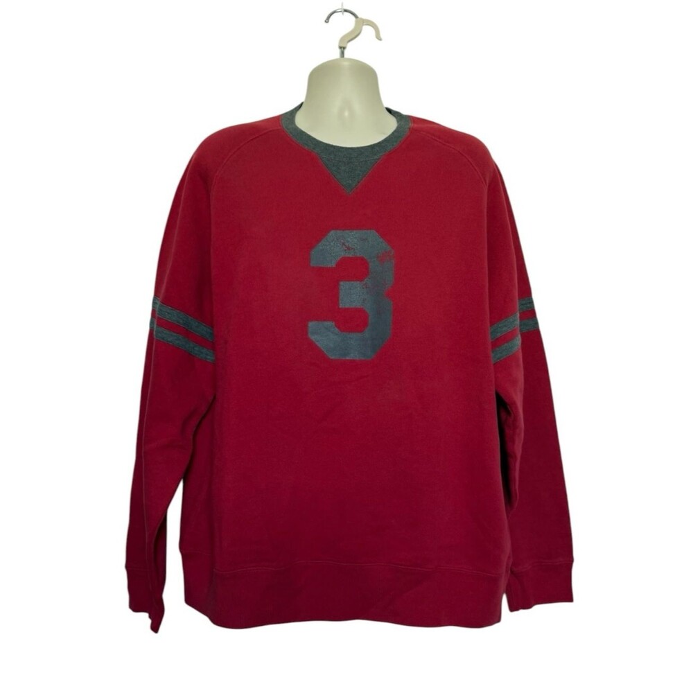 NWT Vintage Y2K Old Navy Varsity Athletic Pullover Sweatshirt Red Gray Sz M